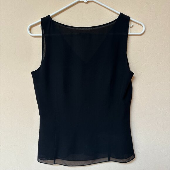 Lovely Black Silk Blouse with Diamond Shaped Stitching/ Size 2 - Picture 3 of 4